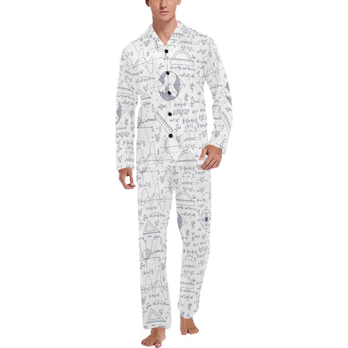 Math Pattern Print Design 03 Men's Long Pajama Set