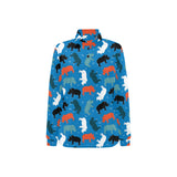 Colorful rhino pattern Women's Long Sleeve Polo Shirt