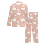 Swan flower light pink background Men's Long Pajama Set
