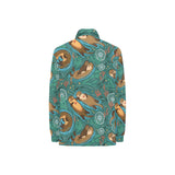 cute brown sea otters ornamental seaweed corals gr Women's Long Sleeve Polo Shirt