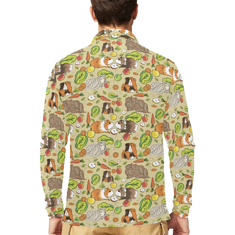 Guinea Pig Pattern Print Design 04 Men's Long Sleeve Polo Shirt