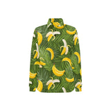 Banana Palm Leaves pattern Women's Long Sleeve Polo Shirt