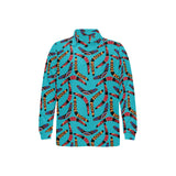 Boomerang Australian aboriginal ornament blue back Men's Long Sleeve Polo Shirt