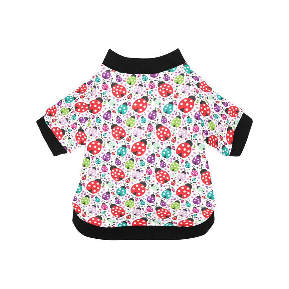 Ladybug Pattern Print Design 03 All Over Print Pet Dog Round Neck Fuzzy Shirt