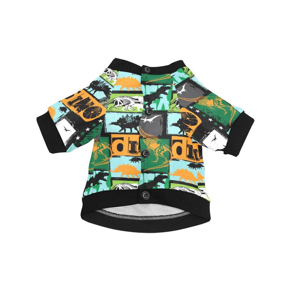dinosaurs print pattern All Over Print Pet Dog Round Neck Fuzzy Shirt