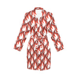 Fire flame symbol design pattern Women's Long Sleeve Belted Night Robe