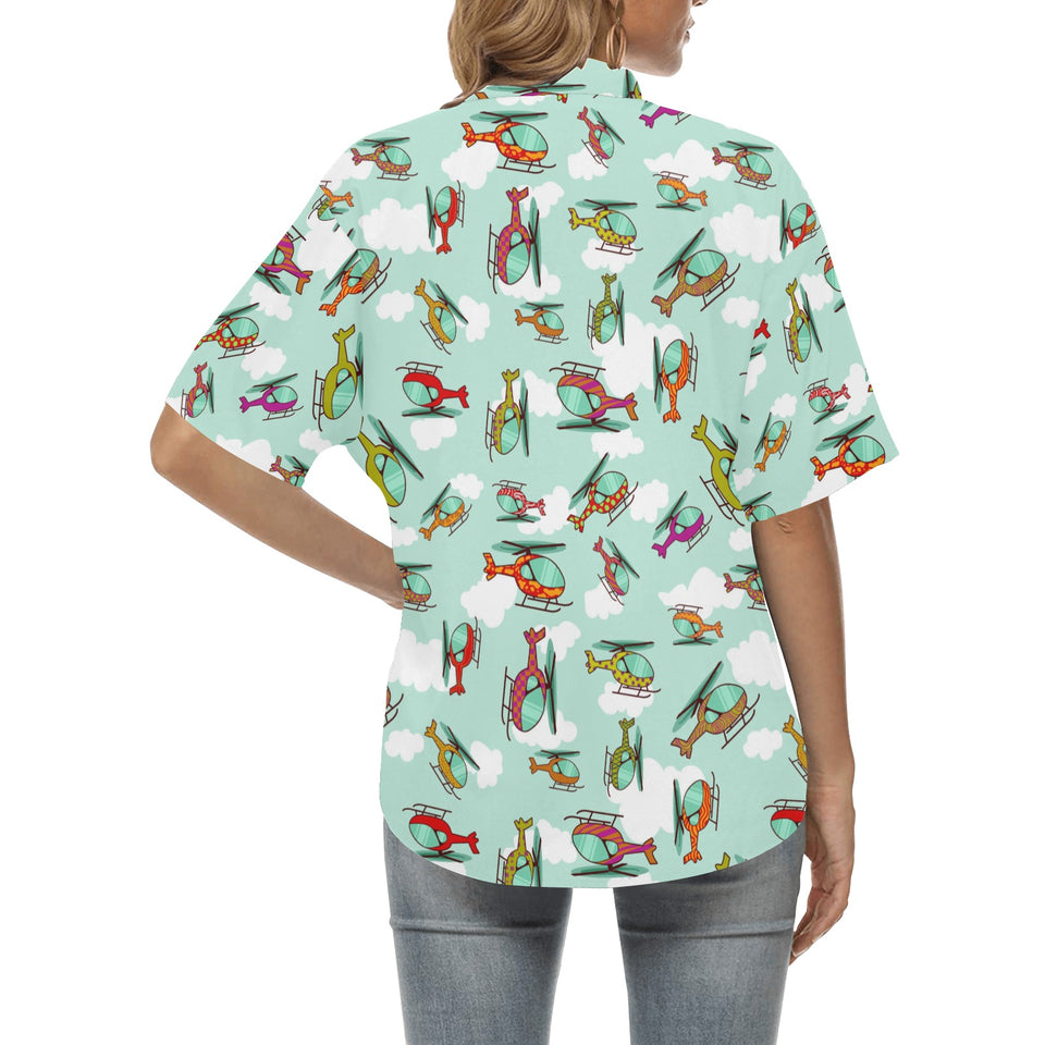 Helicopter design pattern Women's All Over Print Hawaiian Shirt