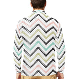 zigzag chevron paint pattern Men's Long Sleeve Polo Shirt