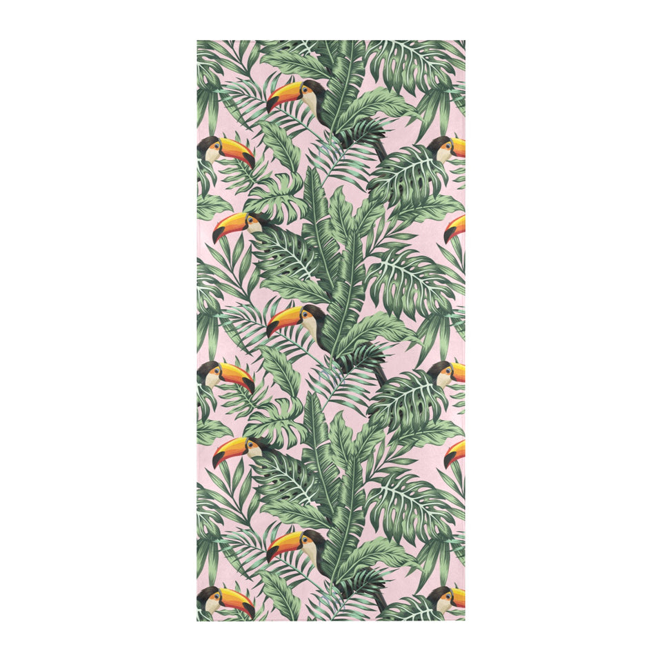 Toucan tropical green jungle palm pattern Beach Towel