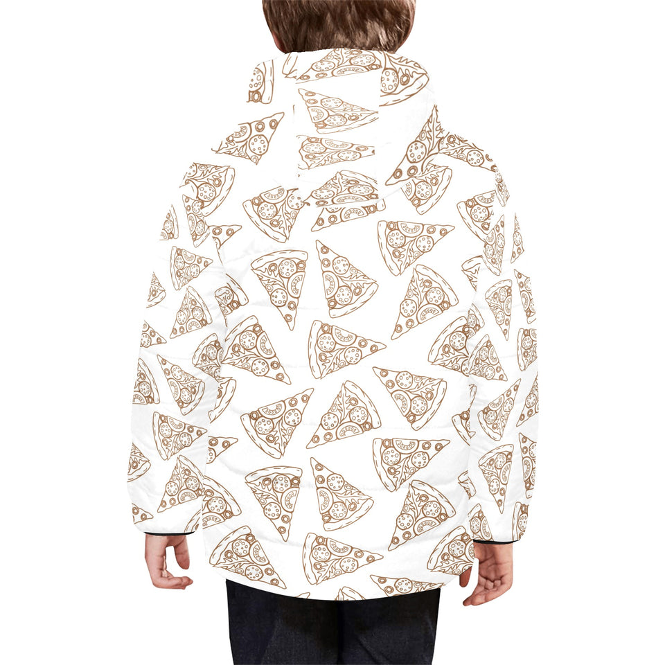 Hand drawn pizza pattern Kids' Boys' Girls' Padded Hooded Jacket