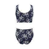 Bicycle Pattern Print Design 03 Chest Bowknot High Waisted Bikini Swimsuit