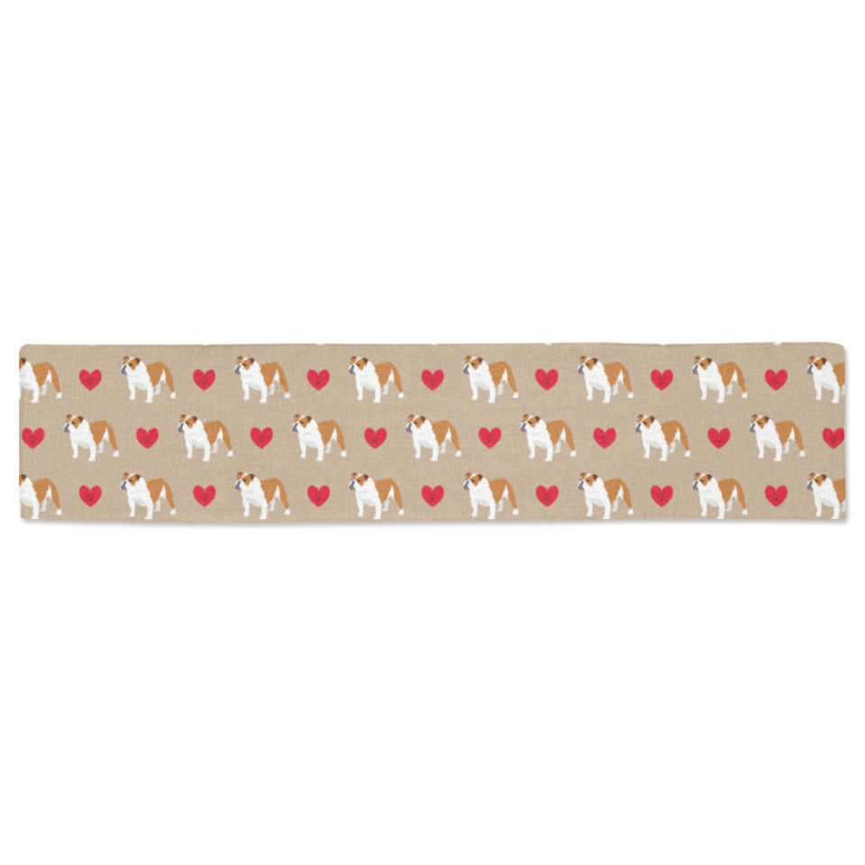 English Bulldog Pattern Print Design 05 Table Runner