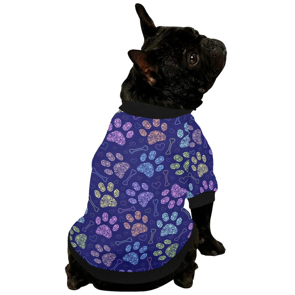 Dog Paws Pattern Print Design 02 All Over Print Pet Dog Round Neck Fuzzy Shirt
