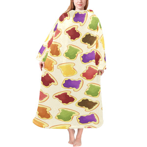 Bread Toast Pattern Print Design 02 Blanket Robe with Sleeves