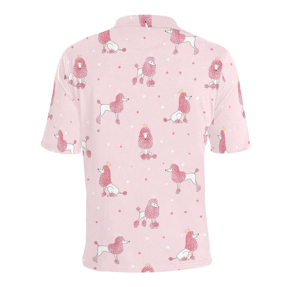Poodle dog pink color theme Men's All Over Print Polo Shirt