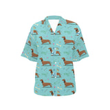 Dachshund decorative background Women's All Over Print Hawaiian Shirt