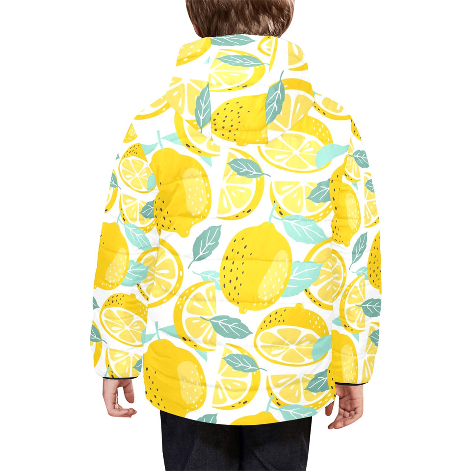 lemon design pattern Kids' Boys' Girls' Padded Hooded Jacket