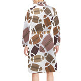 American football ball pattern Men's Long Sleeve Belted Night Robe