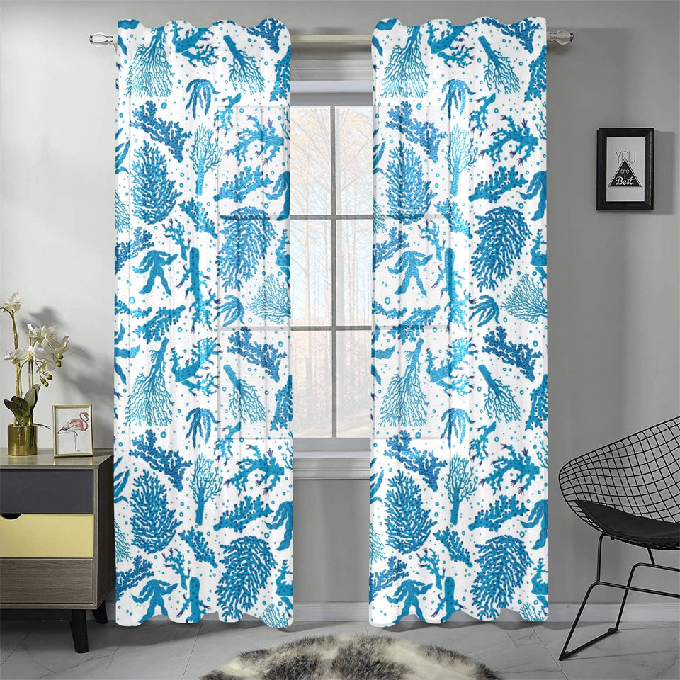 Coral Reef Pattern Print Design 01 Gauze Curtain