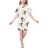 Cute Chihuahua dog pattern Kids' Boys' Girls' V-Neck Short Pajama Set