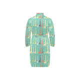 Giraffe Pattern Print Design 01 Men's Long Sleeve Belted Night Robe