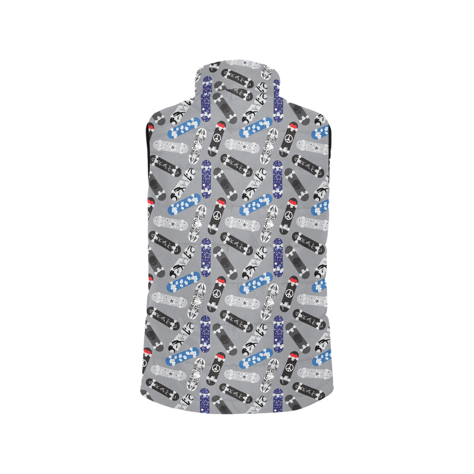 Skate Board Pattern Print Design 03 Women's Padded Vest