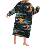 Bowling balls flame pattern Blanket Robe with Sleeves