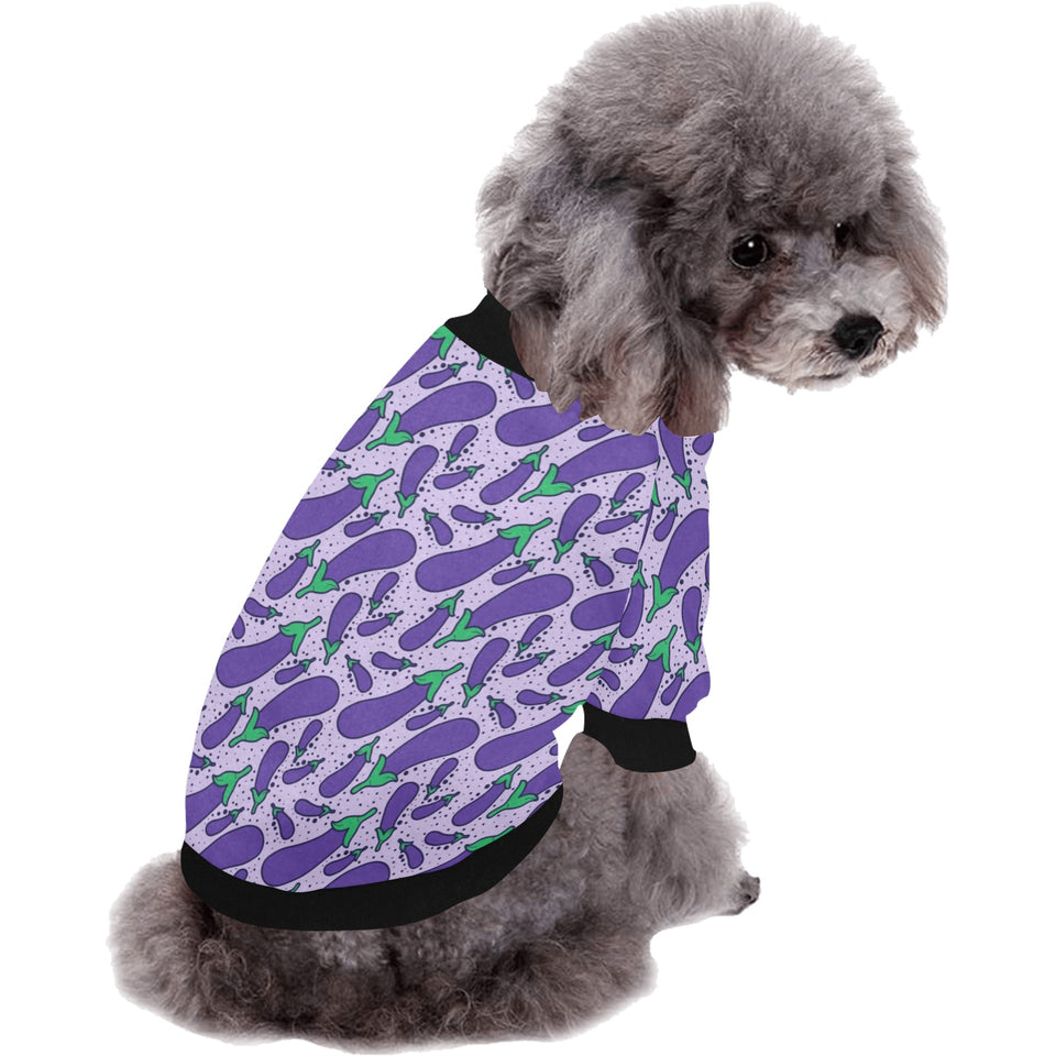Eggplant Pattern Print Design 03 All Over Print Pet Dog Round Neck Fuzzy Shirt