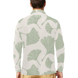 Ginkgo leaves pattern Men's Long Sleeve Polo Shirt