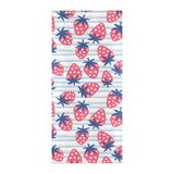 Strawberry pattern blue lines background Beach Towel