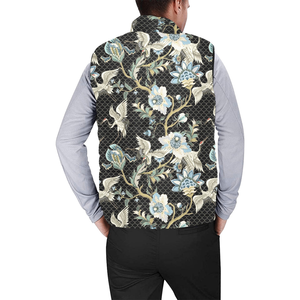 Japanese crane ornament elements Men's Padded Vest