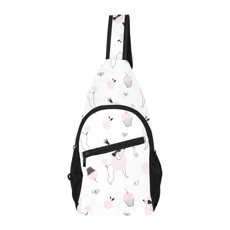 Poodle dog rose cake pattern All Over Print Chest Bag