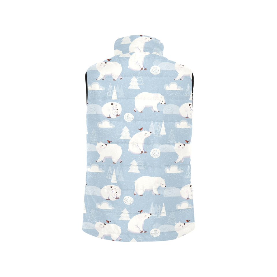 Cute polar bears Christmas decoration pattern Women's Padded Vest
