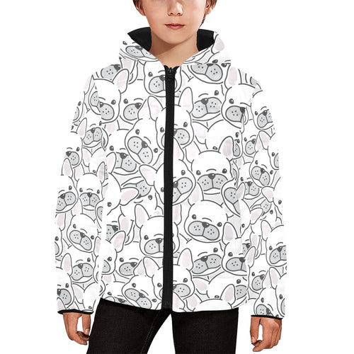 Cute french bulldog head pattern Kids' Boys' Girls' Padded Hooded Jacket