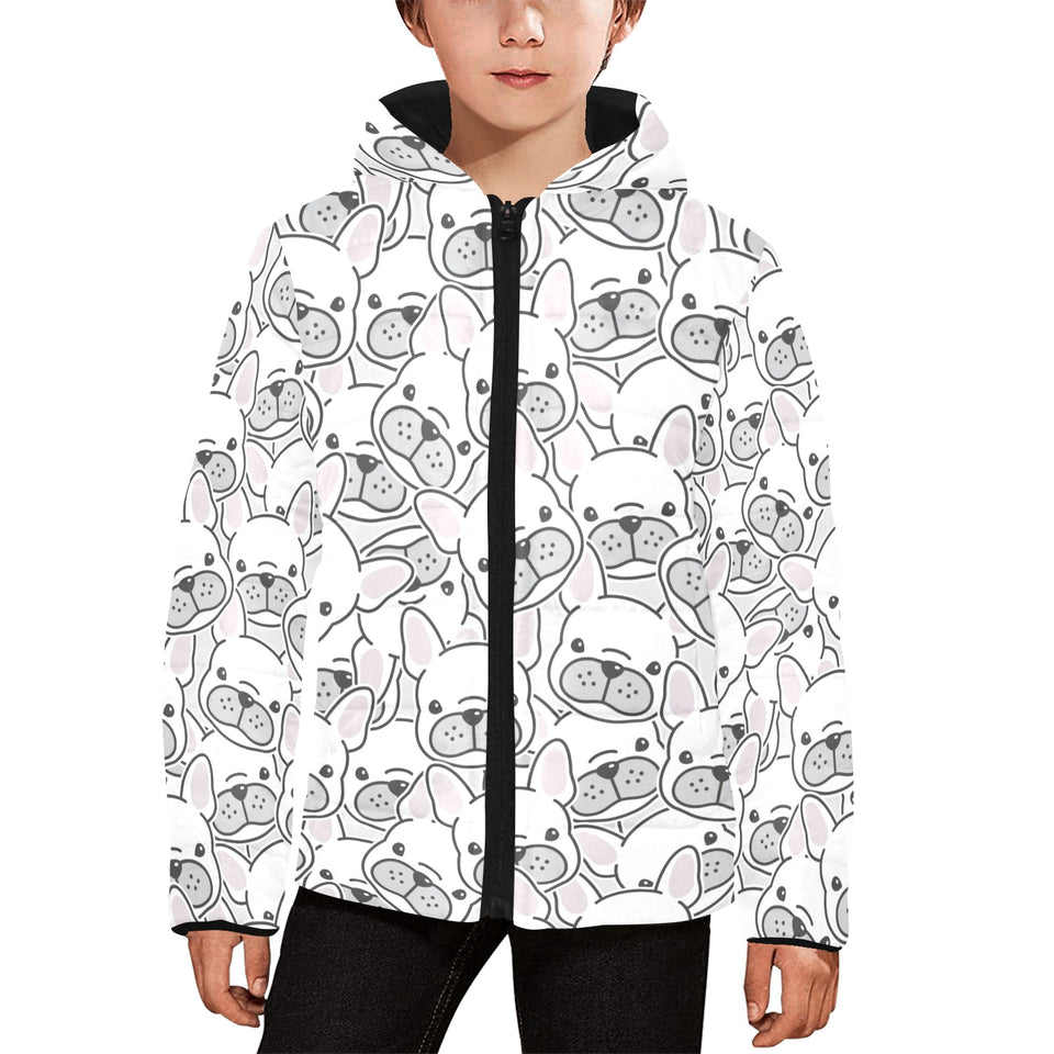 Cute french bulldog head pattern Kids' Boys' Girls' Padded Hooded Jacket