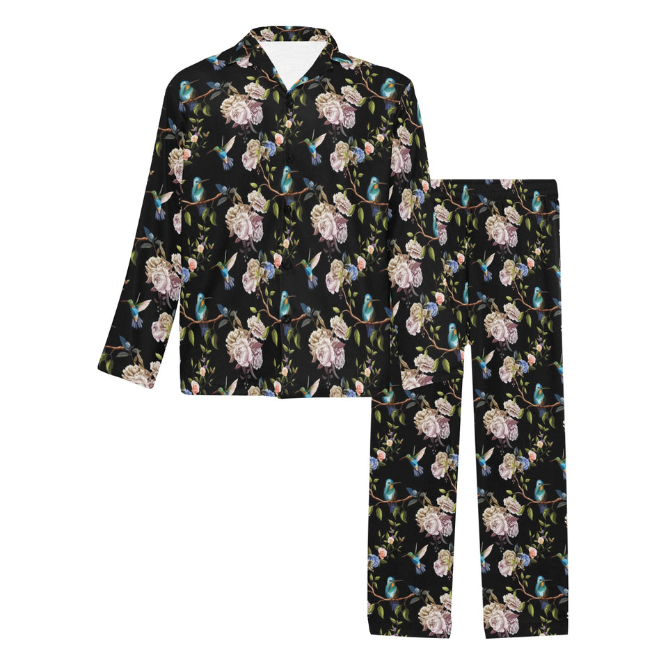 Hummingbird Pattern Print Design 03 Men's Long Pajama Set