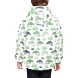 Chameleon lizard succulent plant pattern Kids' Boys' Girls' Padded Hooded Jacket