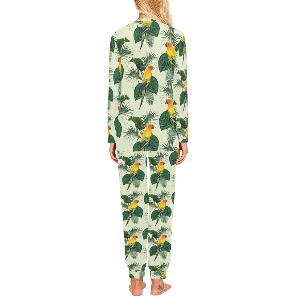 Beautiful parrot palm leaves pattern Women's All Over Print Pajama Set