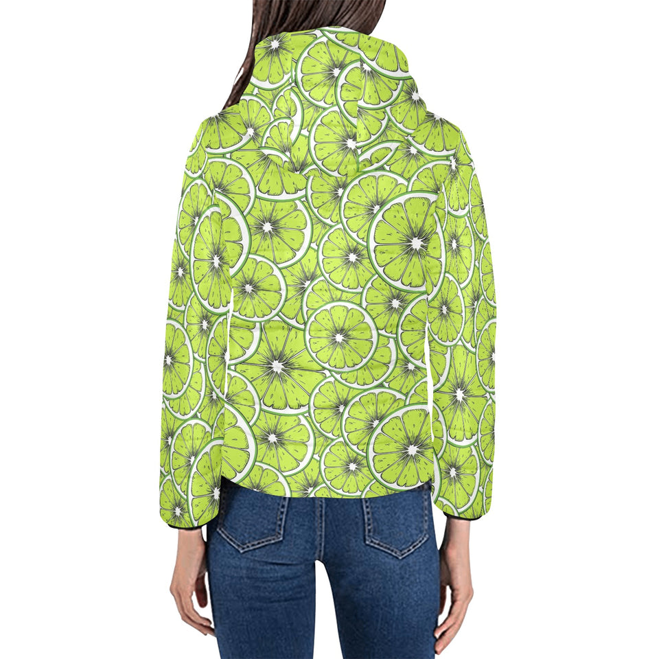 Slices of Lime design pattern Women's Padded Hooded Jacket