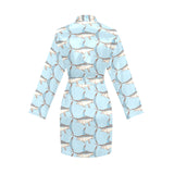 Swordfish Pattern Print Design 01 Women's Long Sleeve Belted Night Robe