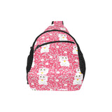 Maneki neko cat sakura pink background All Over Print Chest Bag