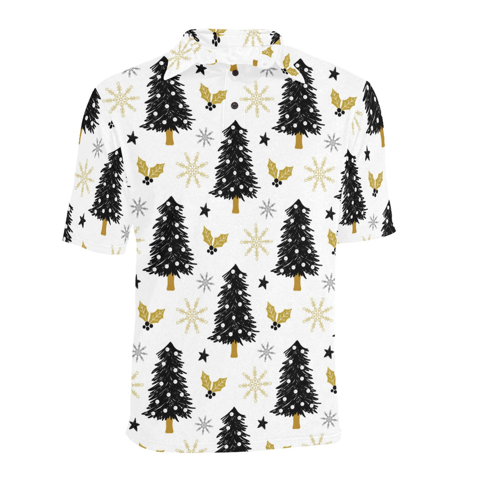 Christmas tree holly snow star pattern Men's All Over Print Polo Shirt
