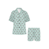 Kangaroo pattern background Women's V-Neck Short Pajama Set