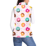 Donut pattern glaze pink background Women's Padded Vest