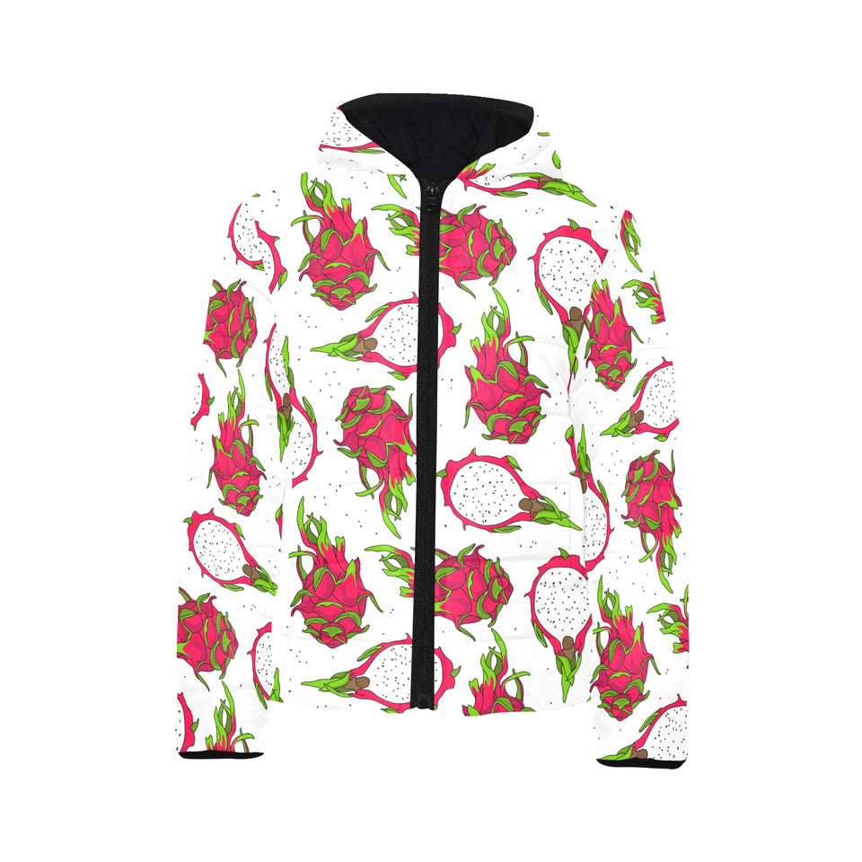 dragon fruits white background Kids' Boys' Girls' Padded Hooded Jacket