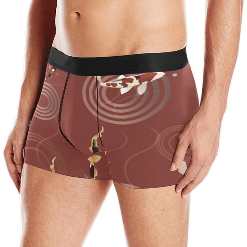 Koi Fish Carp Fish red background Men's All Over Print Boxer Briefs Men's Underwear