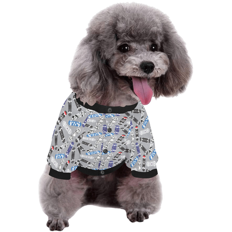 Skate Board Pattern Print Design 03 All Over Print Pet Dog Round Neck Fuzzy Shirt