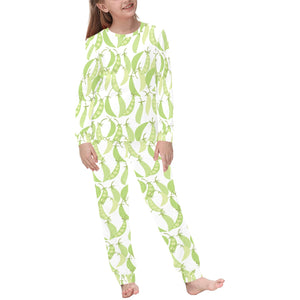 Green Peas Pattern Print Design 03 Kids' Boys' Girls' All Over Print Pajama Set