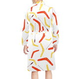 Waterclor boomerang Australian aboriginal ornament Men's Long Sleeve Belted Night Robe