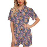 Goldfish Pattern Print Design 05 Women's V-Neck Short Pajama Set